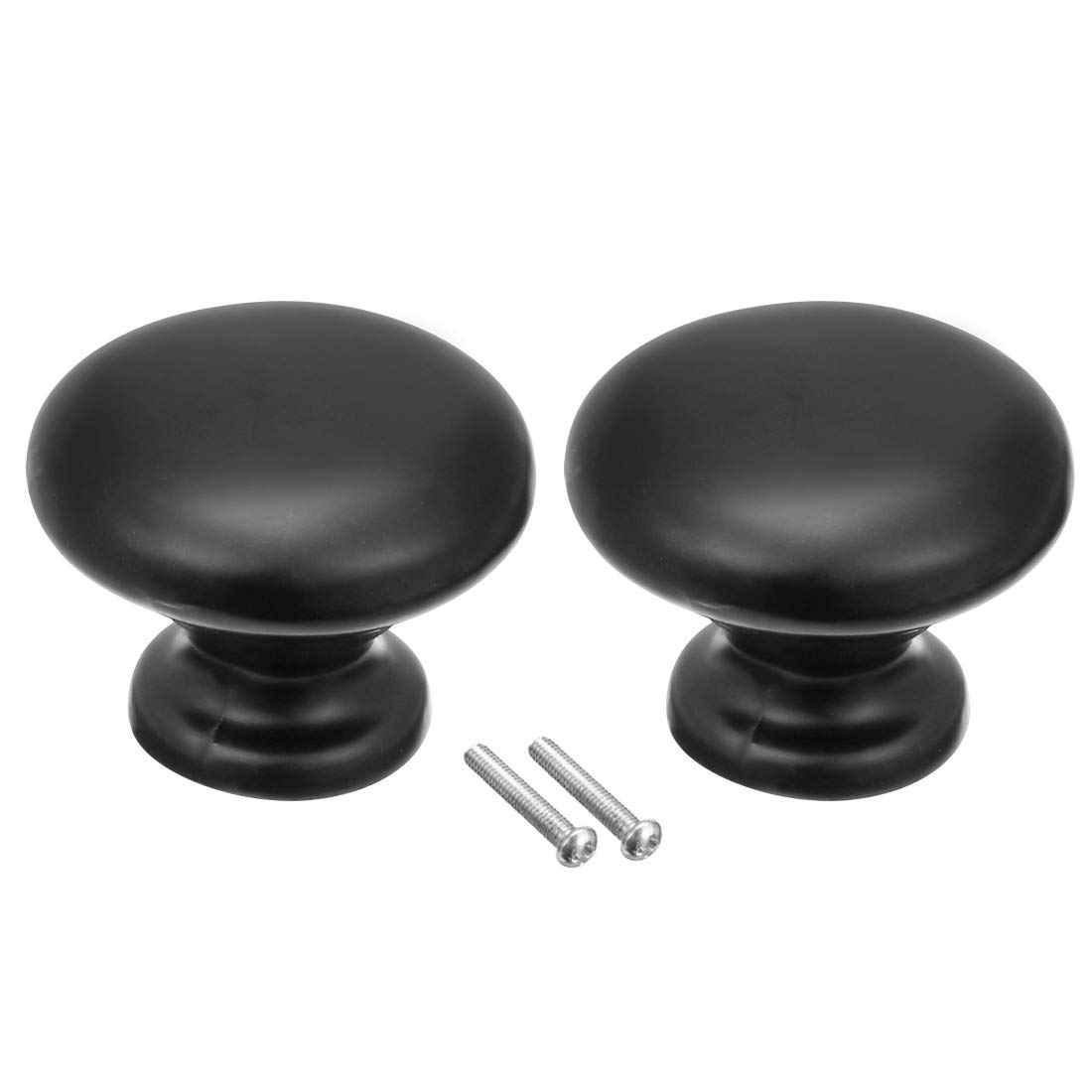 Sourcingmap 25mm Diameter x 19mm Height Drawer Single Hole Zinc Alloy Round Knob Pull Handle Black,2pcs