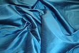 Horizon Blue Shantung Dupioni Faux Silk Fabric Per Yard