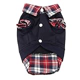 Voberry® Dog Cat Grid Sweater Puppy Warm T-Shirt Pet Clothes POLO Shirt Dog Coat (S, Black)