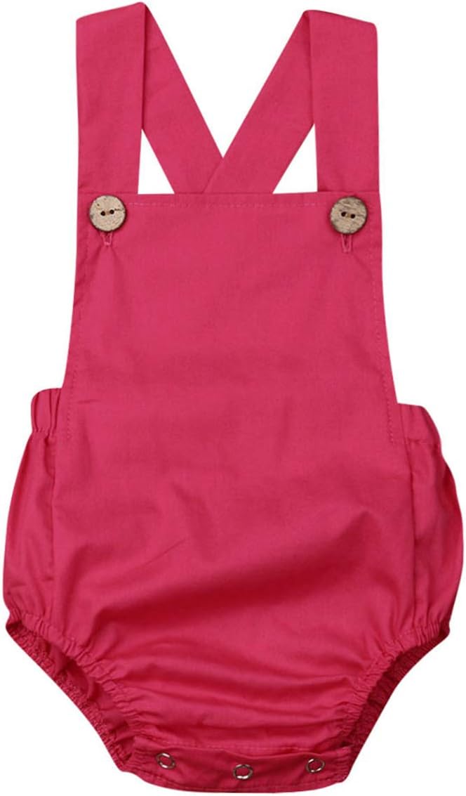 Newborn Baby 1 Piece Summer Romper Baby Girl Boy Solid Color Jumpsuit Sleeveless Backless Overalls Outfits