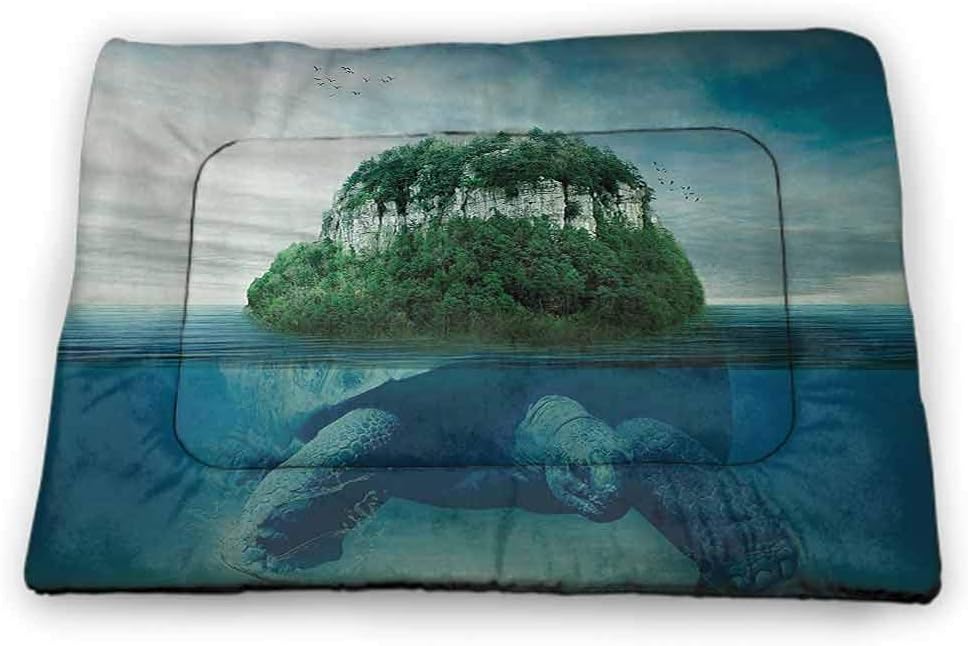 carmaxs Pet Food Mat Sea Animal Decor Bite-Resistant Digital Made Psychedelic Shark Figure with Droplets Scary Atlantic Beast Blue Grey