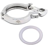 QiiMii Stainless Steel 304 Heavy Duty Sanitary Clamp Single Pin Tri Clover 2 inch with 1 pc Silicone Gasket