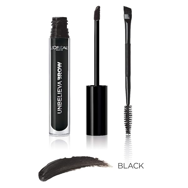 L’OREAL PARIS UNBELIEVA-BROW LONGWEAR WATERPROOF TINTED BROW GEL, SMUDGE-RESISTANT, TRANSFER- PROOF, QUICK DRYING, EASY AND QUICK APPLICATION WITH PRECISE BRUSH, BLACK, 0.15 FL. OZ.