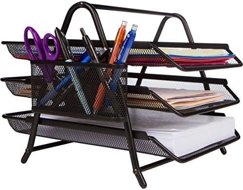 3 Tier Letter Tray Organizer, Desktop Doc Paper File, Black
