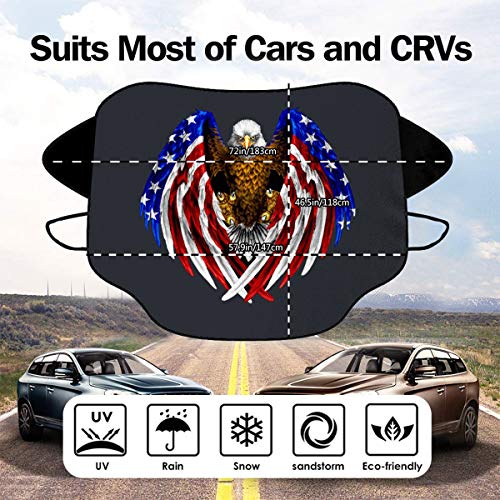 PNENGR Patriotic Desktop Wallpaper Windshield Cover Windshield Cover Sunshade, to Block The Heat of The Sun,Suitable for Most Automobiles, Easy to Install