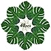 Soyee 48pcs Tropical Large Palm Leaves, DIY Waterproof Artificial Leaf Placemats and Table Runners for Hawaiian Luau Party Decoration, Jungle Party Supply