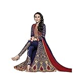 Ustaad Womens Blue Georgette Bollywood Wedding Indian Anarkali Dress Material