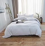 SORMAG Duvet Cover Queen White Microfiber with Zipper Close Duvet Cover Set 3 Piece (90x90)