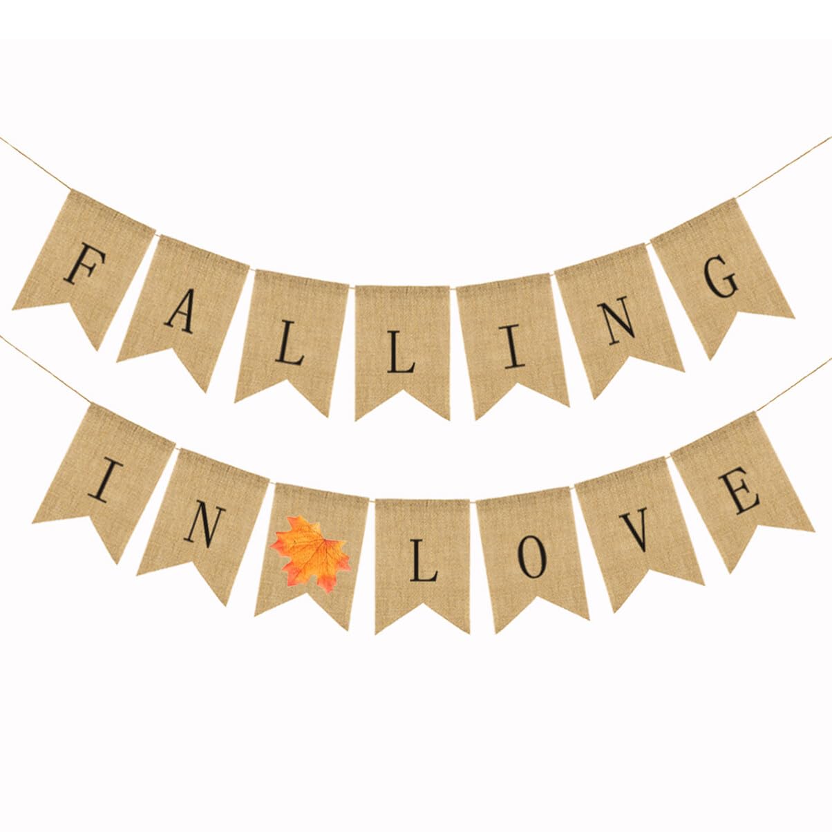 Amosfun FALLING IN LOVE Hanging Flag Bunting Banners for Thanksgiving Day Party Decorations