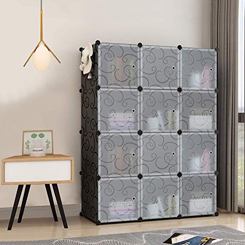 C&AHOME Cube Storage with Doors, 12Cube Storage Organizer, Plastic