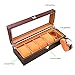 JINDILONG Watch Case for Men 5 Slot with Glass Top Solid Wood Watch Storage Organizer Display Box, Best Present for Birthday,Valentine's Day, Wedding, Christmas and New Year