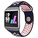 UMTELE Compatible for Fitbit Ionic Band, Two-Toned Perforated Strap Breathable Accessory Wristband with Quick Lock&Release Buckle Replacement for Fitbit Ionic Smart Watch, Small, Blue/Pink