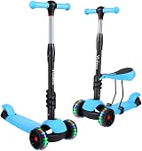 YOLEO 3-in-1 Children`s Scooter with Removable Seat LED Wheels Height Adjustable