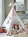 COZY CULTURE Teepee Tent for Kids and Toddler – Foldable Indian Playhouse for Girls w/Carry Bag & Decoration Banner + FREE Bonus Pole Flags, For Indoor and Outdoor Use