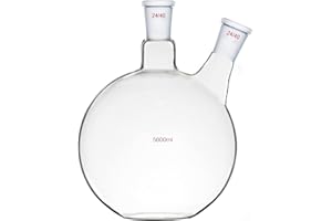 Deschem 5000ml 24/40 2-Neck Glass Flask Flat Bottom 5L Twins Necks Lab Plat Form Vessel