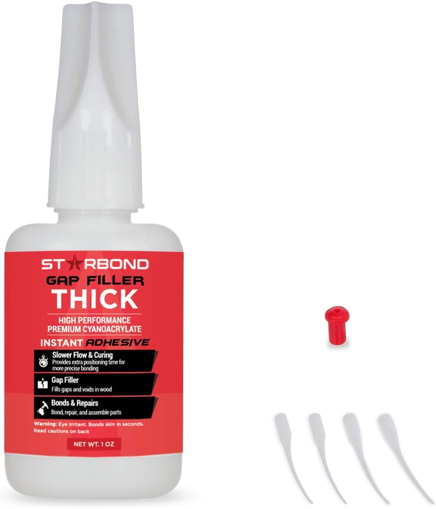Starbond EM-2000 Thick, Premium CA - Super Glue Plus Extra Cap and Microtips, (for Woodturning, Hobby, Archery Fletching) (1 Ounce)