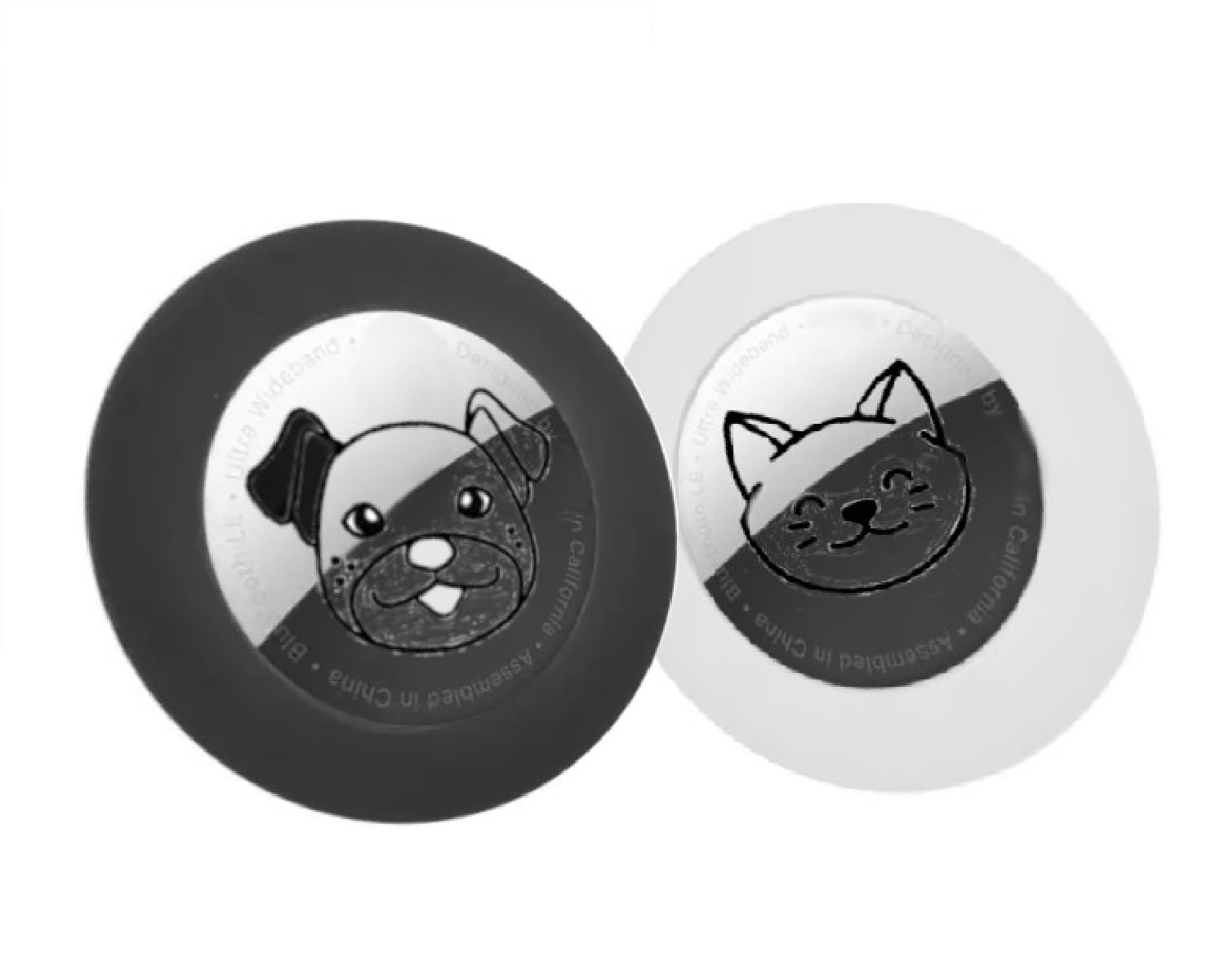 Small Premium Silicone Pet Collar Case (2 Pack), for Apple GPS Tracking Air-tag, Anti-Loss Apple GPS Case Holder Compatible with Cat Dog Collars Charms & Collar Tag Backpack (Black/White)