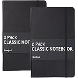 2 Pack Classic Ruled Notebooks/Journals – Premium Thick Paper Faux Leather Writing Notebook, Black, Hard Cover, Large, Lined (5 x 8.25)