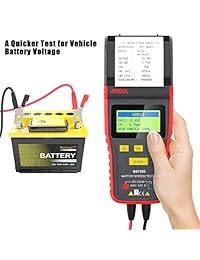 ANCEL BST500 12 V 24 V 100   2000 CCA Comprobador de carga de batería, sistema de carga y arranque de coche, herramienta de análisis con impresora para camiones pesados, coches, motocicletas y más, Negro y rojo