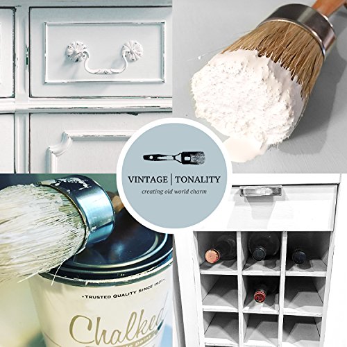 Pro Chalk Paint Brush Set Furniture Paint Brushes For Chalk Paint, Milk Paint, Clear Wax Art Home Decor Large and Small Natural Boar Hair Bristles Round, Oval and Flat Bristle Head by Vintage Tonality - Thumbnail 4