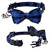 2 Pack/Set Cat Collar Breakaway with Cute Bow Tie and Bell for Kitty Adjustable Safety Plaid, Red&Blue