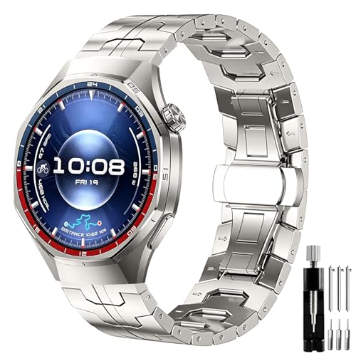 Songsier Titanium Strap Compatible with Huawei Watch GT6 Pro/GT 6/GT5 Pro/GT5/GT4/GT3/GT3 Pro46mm Advanced Titanium Bands for GT2Pro/GT2e/GT Runner/Huawei Watch3/3Pro/Watch 4/4Pro 45mm Men Women