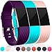 Maledan Replacement Bands for Fitbit Charge 2, Accessory Sport Wristbands Band Compatible for Fitbit Charge 2 HR Women Men, 3 Pack, Blush Pink/Teal/Plum, Small