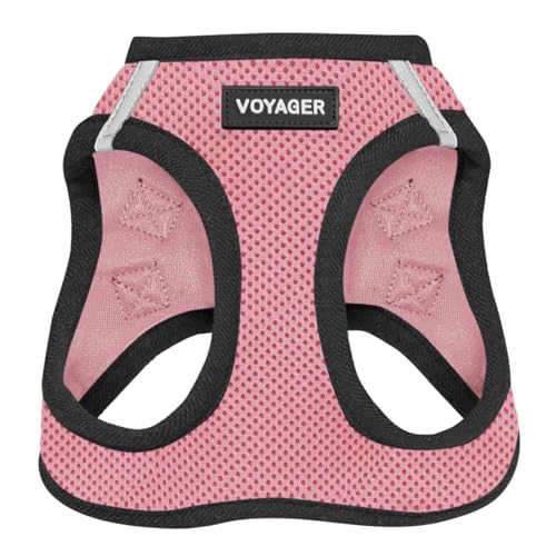 Voyager Step-In Air Dog Harness by Best Pet Supplies - All Weather Mesh Step in Vest Harness for Small and Medium Dogs, Pink/Black Trim, size S - Chest: 14.5 - 16