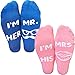 Monkey Stix His and Hers Wedding Enggement Socks - Pink and Blue Set - 2 Pairs Ankle Socks - Wedding Couples gifts Honeymoon Bachelorette Party Ideas