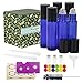 Glass Roller Bottles - 10ml, 6 Pack, Cobalt blue by Mavogel, Stainless Steel Roller Balls, Essential Oil Opener, Bottle Brush, Droppers, Funnel, and Labels Included