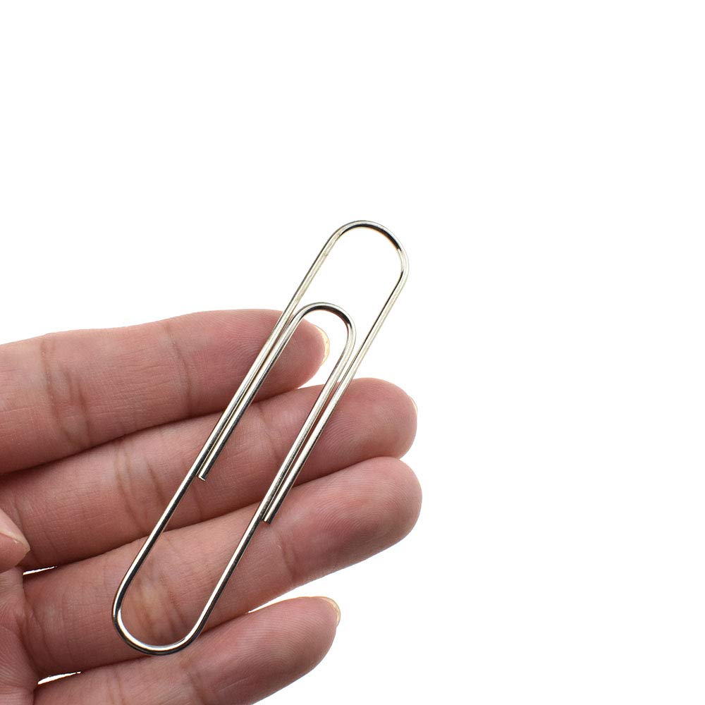 HAHIYO Paper Clips Sturdy 3 inches Length 40 Pack Paperclips Heavy Duty Tight Grip Rust Proof Reusable Metal Bright Silver for Home Office School