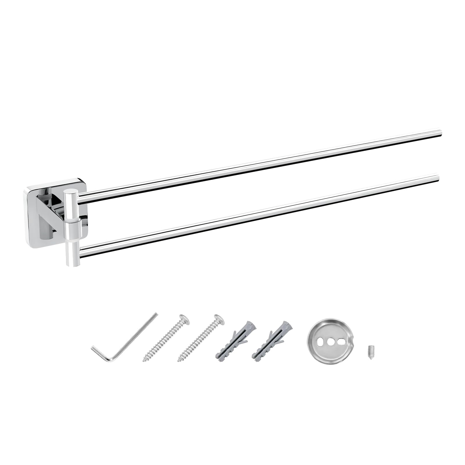 JASSFERRY Wall Mounted Swivel Towel Rail, Towel Rack Holder With 2 Swivel Bars for Kitchen Bathroom Polished Chrome