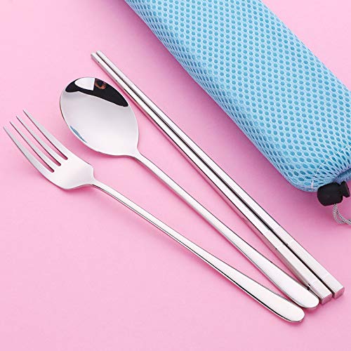 304Stainless Steel Chopsticks Spoon Fork Tableware Set with Portable Gift Box and Bag for Adult School Travel Picnic Cutlery Set - Thumbnail 4