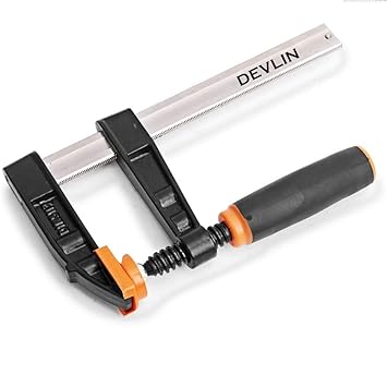 DEVLIN 50x150 mm Heavy Duty Wood Working F Clamp - Non-Slip PVC + Rubber Handle, Double-Sided Card Teeth, Bold Screw, Strong Clamping