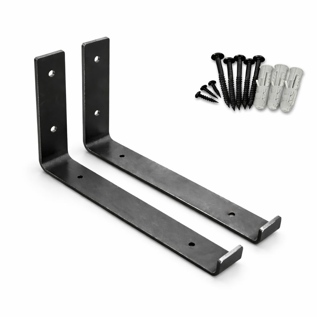 Rustic Shelf Brackets Scaffold Board 225mm Bracket x 2 Heavy Duty Industrial UK Made by MKGTยฎ (225mm Up)