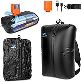 Zurligi Vacuum Bag with Pump for Travel – IPX8 Waterproof Reusable 39L Carry-On Compression Bag with Shoulder Strap for Clothes, Suitcase & Luggage(1-Pack, Black)