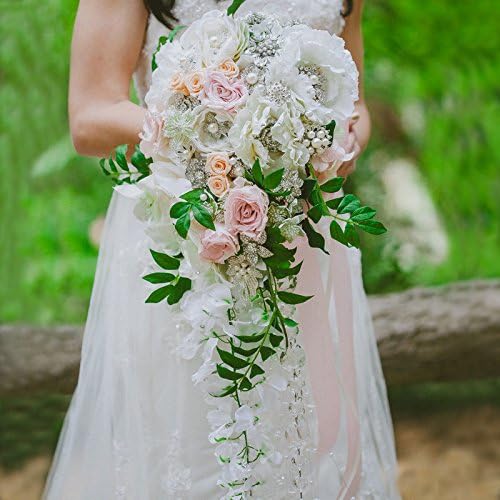 Iffo wedding bride hand holding flower brooch jewelry bouquet custom spring wedding Sen wind waterfall bouquet