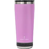 Go Caddy 18 oz Tumbler with Bluetooth Speaker, Insulated Stainless Steel Travel Cup with Lid, Hot & Cold Drink Beverage Container, Built-In Speaker, Rubber Base, Pink