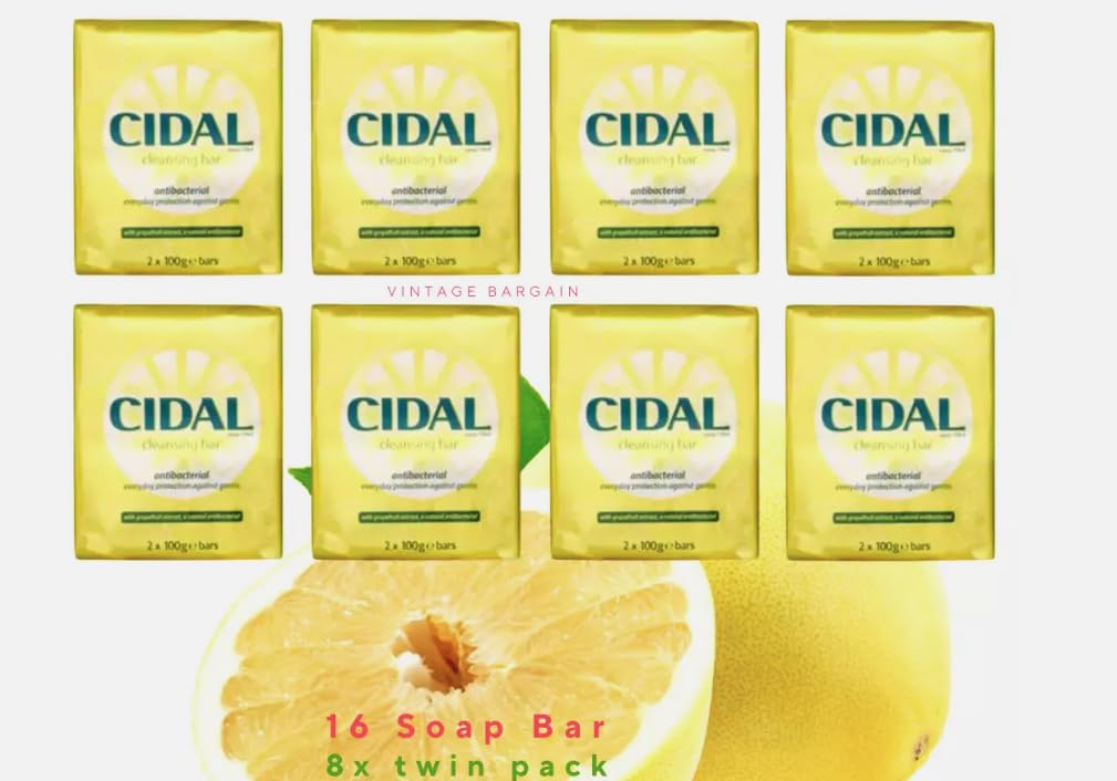 CIDAL Antibacterial Soap With Grapefruit Extract (16 x 100g bars) 8 Twin Pack