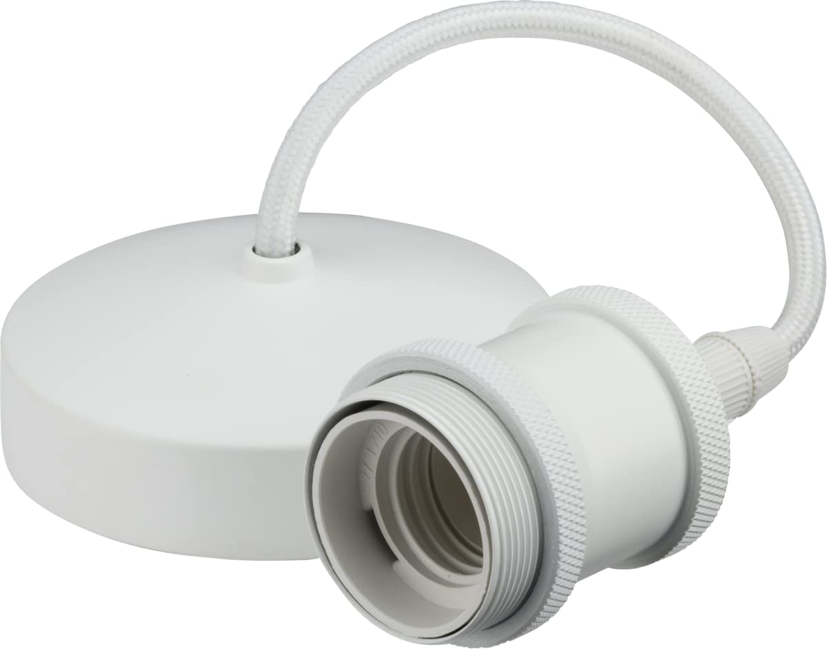 Knightsbridge 6" E27 Vintage Pendant Set - Matt White (8271MW)