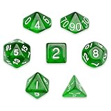 7 Die Polyhedral Dice Set - Sylvan Spirits (Translucent Green) with Velvet Pouch by Wiz Dice