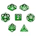 7 Die Polyhedral Dice Set - Sylvan Spirits (Translucent Green) with Velvet Pouch by Wiz Dice