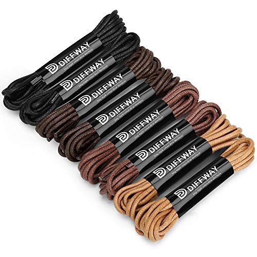 image for DIFFWAY 8 Pairs of Round Colored Waxed Shoelaces, Premium Dress Shoe L