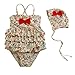 Vivobiniya Kid Girls One-piece Swimsuits and Cap Flower Swimwears 4-9t