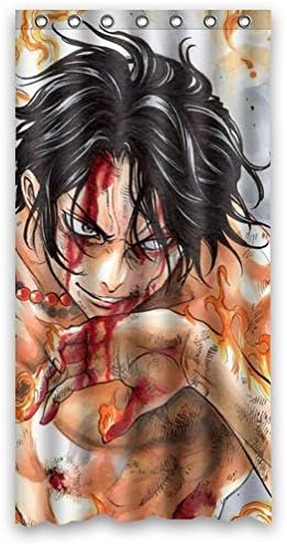 One Piece Ace Cool Fire Design Shower Curtain,36"(w) x 72"(h)