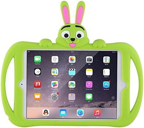 Hflong iPad Mini 2 Case, Shockproof Silicone iPad Protection, Kids Friendly Cartoon Design with Handle and Kickstand for iPad Mini 1 / 2 / 3(Green)