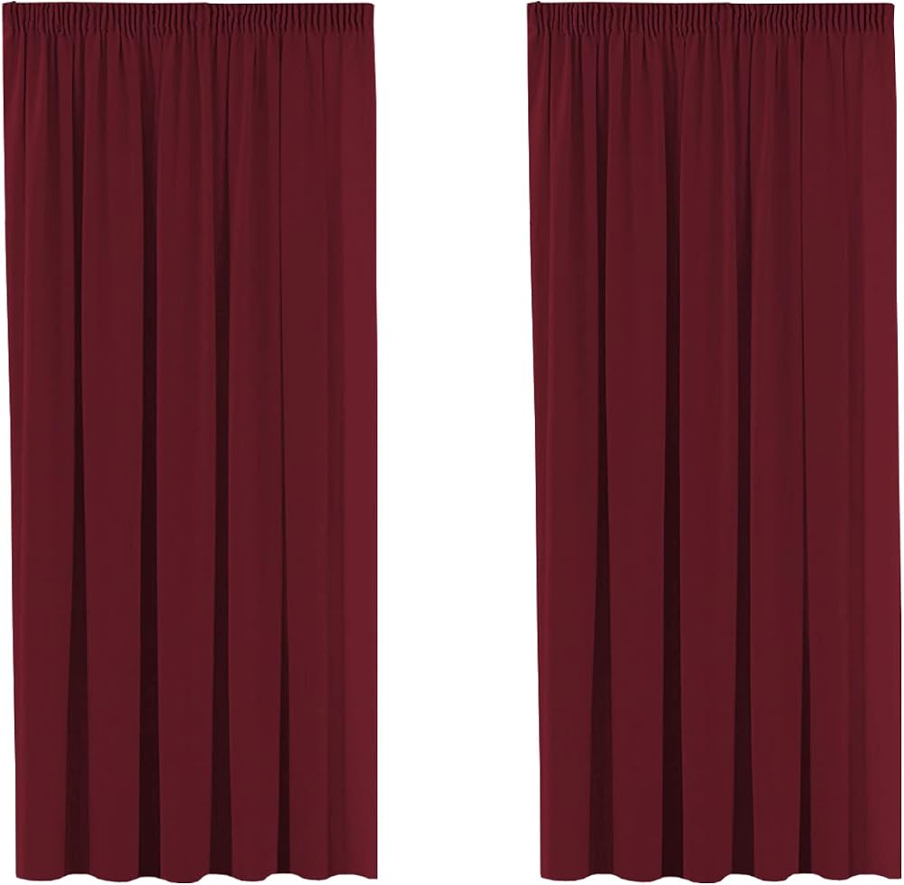 H.Versailtex Blackout Burgundy Curtains Pair 2 Panels 66x54 Pencil Pleat 2-Pack