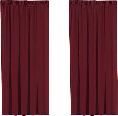 H.Versailtex Blackout Burgundy Curtains Pair 2 Panels 66x54 Pencil Pleat 2-Pack