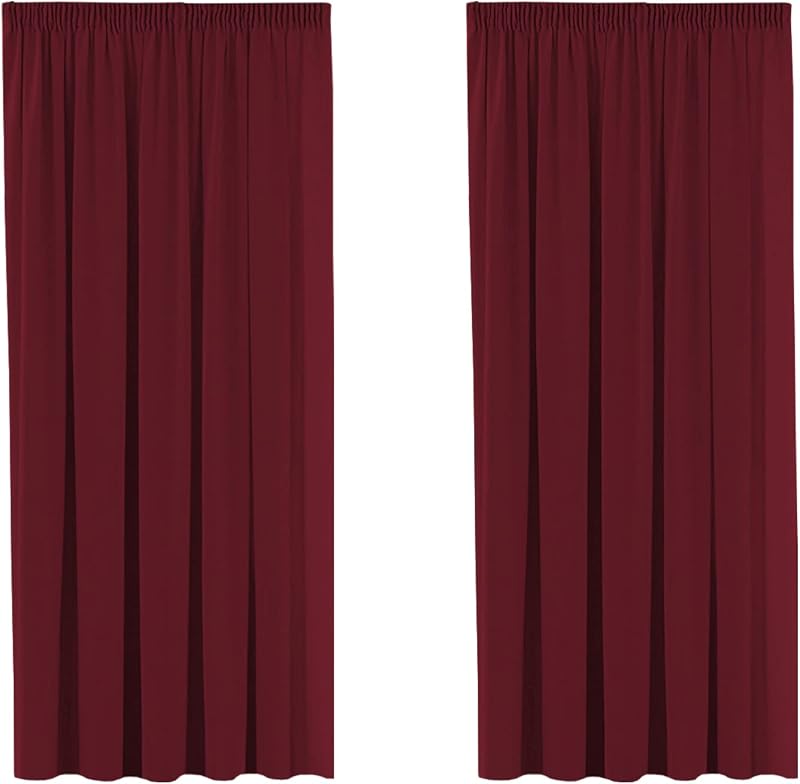 H.Versailtex Blackout Burgundy Curtains Pair 2 Panels 66x54 Pencil Pleat 2-Pack