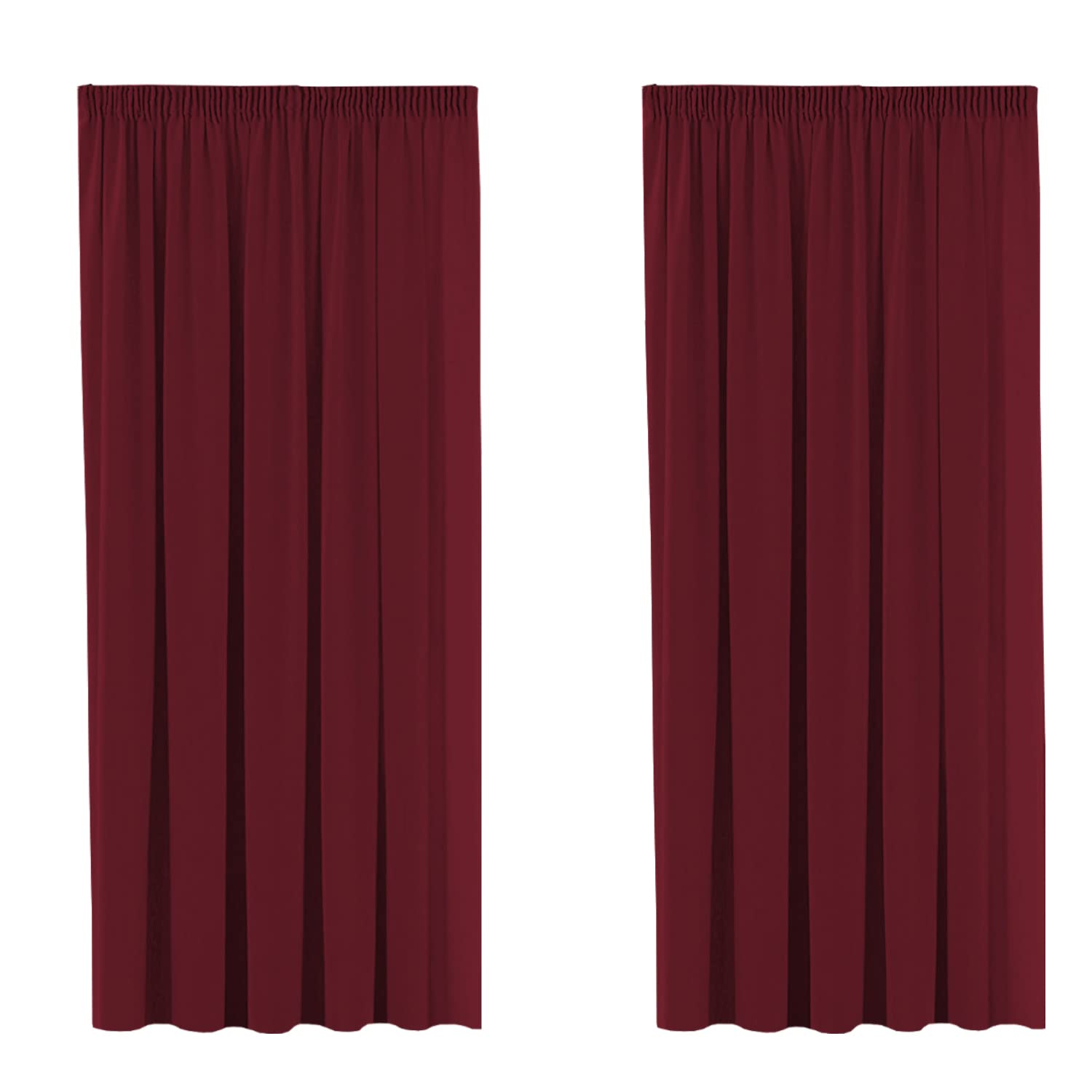 Blackout Burgundy Curtains Pair Thermal Insulated Room Darkening Drapes/ Panels Pencil Pleat Privacy Assured Curtain Drapes for Bedroom, 2-Pack, 66" Width x 54" Drop